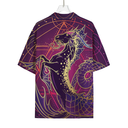 Fantastic Capricorn Sign Print Rayon Hawaiian Shirt