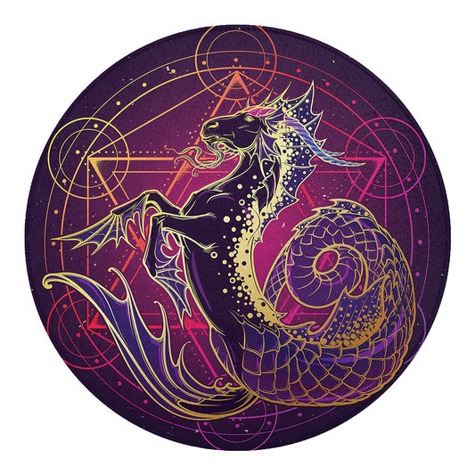 Fantastic Capricorn Sign Print Round Blanket