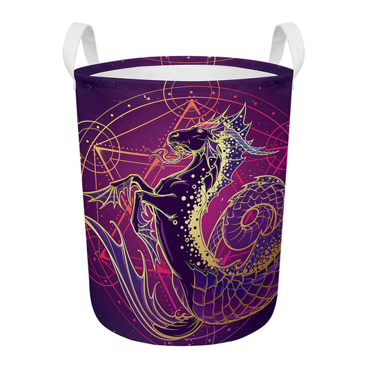 Fantastic Capricorn Sign Print Round Laundry Basket