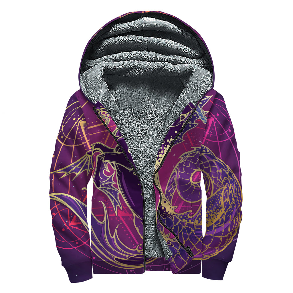 Fantastic Capricorn Sign Print Sherpa Lined Zip Up Hoodie