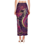 Fantastic Capricorn Sign Print Side Slit Maxi Skirt