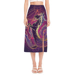 Fantastic Capricorn Sign Print Side Slit Midi Skirt