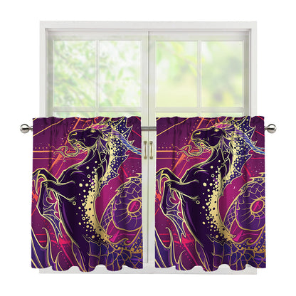 Fantastic Capricorn Sign Print Tier Curtains