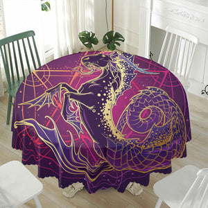 Fantastic Capricorn Sign Print Waterproof Round Tablecloth