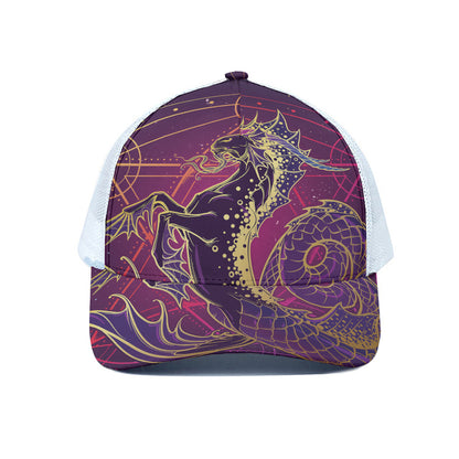 Fantastic Capricorn Sign Print White Mesh Trucker Cap