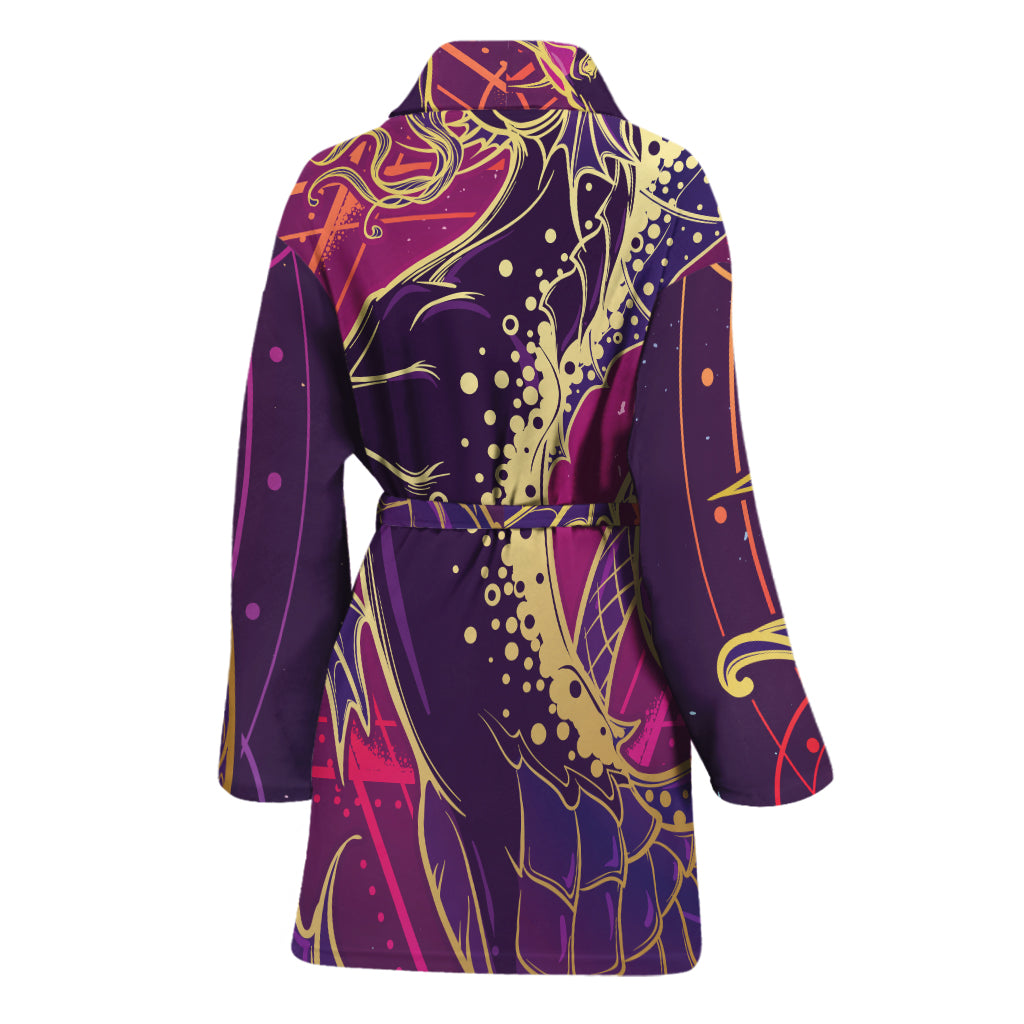 Fantastic Capricorn Sign Print Women's Bathrobe