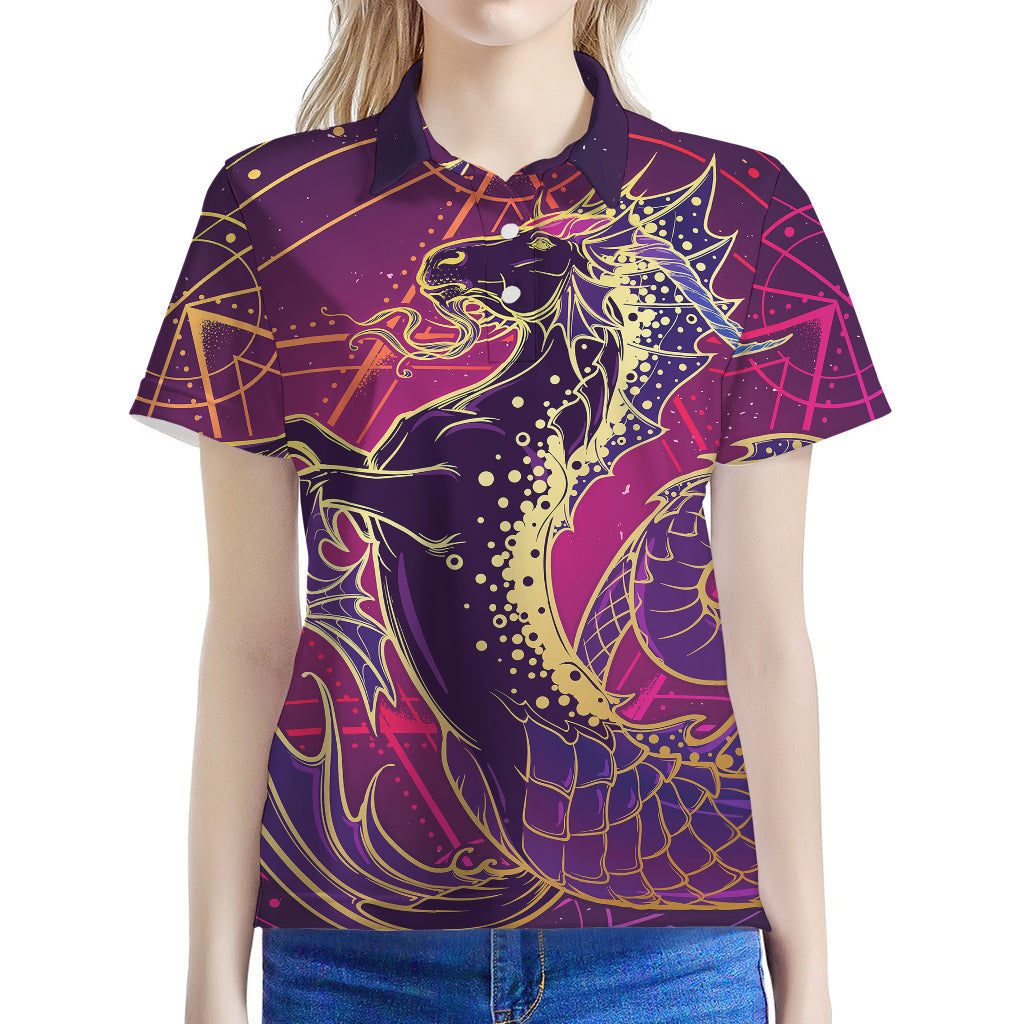 Fantastic Capricorn Sign Print Women's Polo Shirt
