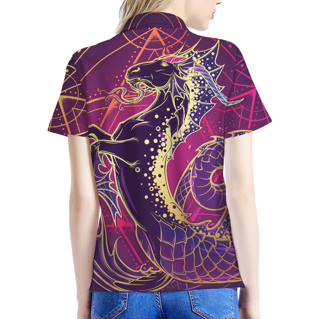 Fantastic Capricorn Sign Print Women's Polo Shirt