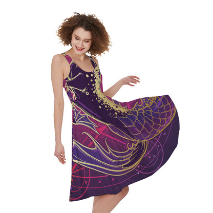 Fantastic Capricorn Sign Print Women's Sleeveless Dress