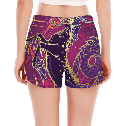 Fantastic Capricorn Sign Print Women's Split Running Shorts