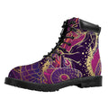 Fantastic Capricorn Sign Print Padded Collar Lace Up Boots