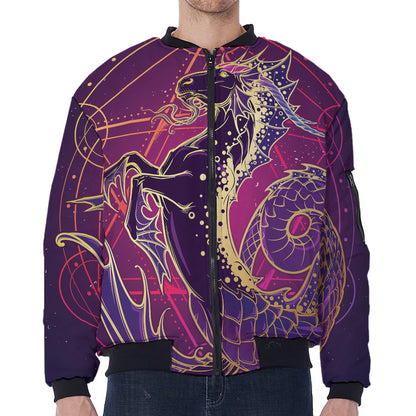 Fantastic Capricorn Sign Print Zip Sleeve Bomber Jacket