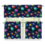 Fantastic Planets Pattern Print 3 Piece Kitchen Curtains
