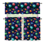 Fantastic Planets Pattern Print 3 Piece Kitchen Curtains