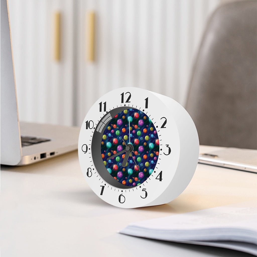 Fantastic Planets Pattern Print Alarm Clock