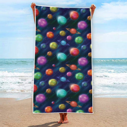 Fantastic Planets Pattern Print Beach Towel