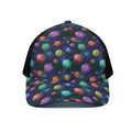 Fantastic Planets Pattern Print Black Mesh Trucker Hat