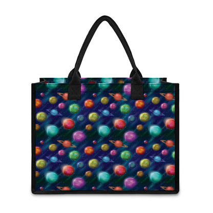 Fantastic Planets Pattern Print Canvas Tote Bag