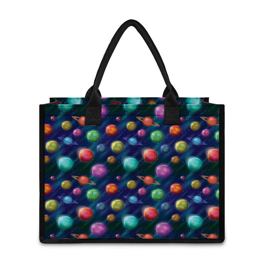 Fantastic Planets Pattern Print Canvas Tote Bag