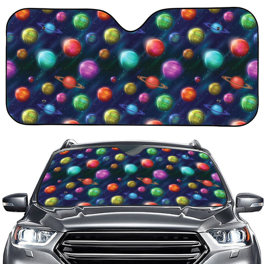 Fantastic Planets Pattern Print Car Windshield Sun Shade
