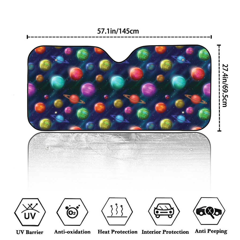 Fantastic Planets Pattern Print Car Windshield Sun Shade