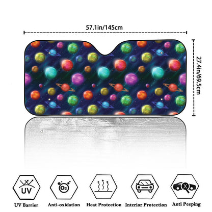 Fantastic Planets Pattern Print Car Windshield Sun Shade