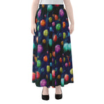 Fantastic Planets Pattern Print Chiffon Maxi Skirt