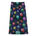 Fantastic Planets Pattern Print Cotton Front Slit Maxi Skirt