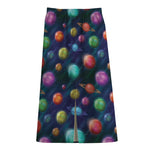 Fantastic Planets Pattern Print Cotton Front Slit Maxi Skirt
