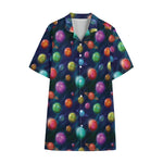 Fantastic Planets Pattern Print Cotton Hawaiian Shirt
