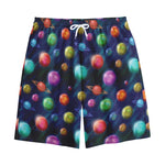 Fantastic Planets Pattern Print Cotton Shorts