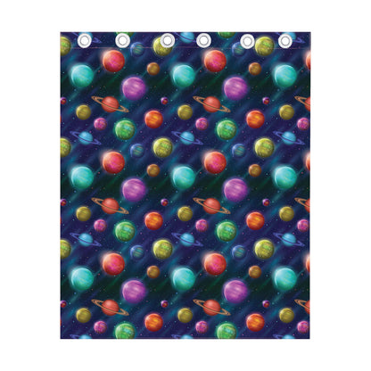Fantastic Planets Pattern Print Curtain