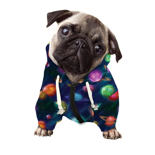 Fantastic Planets Pattern Print Dog Zip Up Hoodie