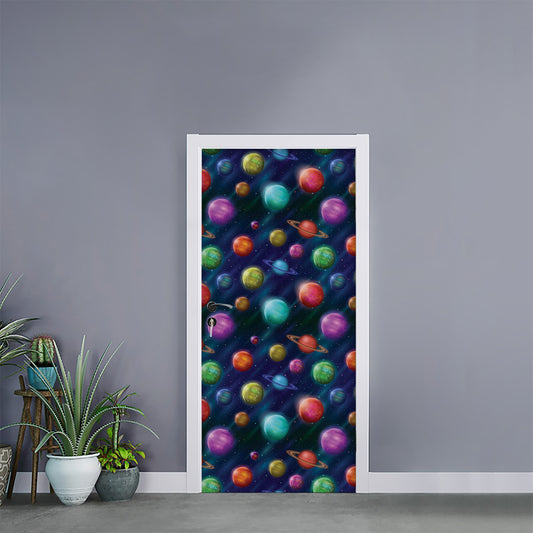 Fantastic Planets Pattern Print Door Sticker