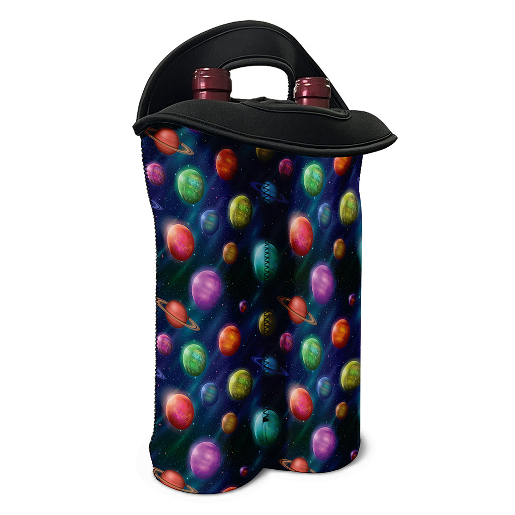 Fantastic Planets Pattern Print Double Neoprene Wine Tote