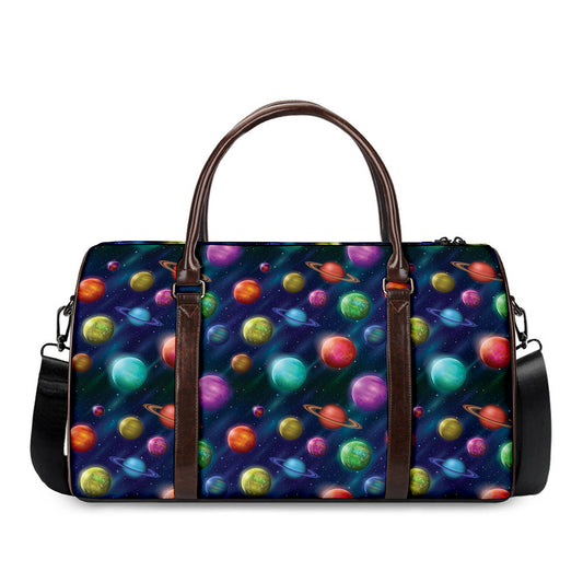 Fantastic Planets Pattern Print Duffle Bag