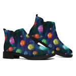 Fantastic Planets Pattern Print Flat Ankle Boots