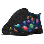Fantastic Planets Pattern Print Flat Ankle Boots