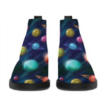 Fantastic Planets Pattern Print Flat Ankle Boots