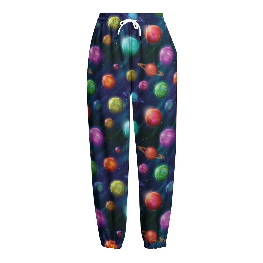 Fantastic Planets Pattern Print Fleece Lined Knit Pants