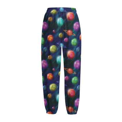 Fantastic Planets Pattern Print Fleece Lined Knit Pants