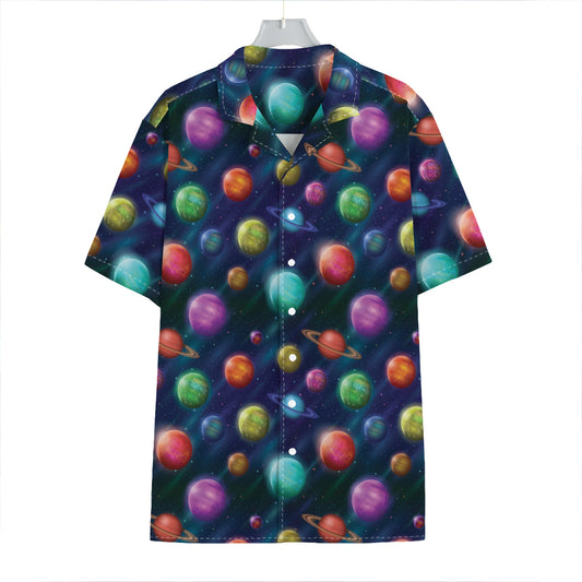 Fantastic Planets Pattern Print Hawaiian Shirt