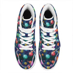 Fantastic Planets Pattern Print High Top Leather Sneakers