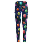 Fantastic Planets Pattern Print High-Waisted Pocket Leggings
