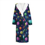 Fantastic Planets Pattern Print Hooded Bathrobe