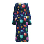 Fantastic Planets Pattern Print Hooded Bathrobe