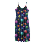 Fantastic Planets Pattern Print Jersey Midi Cami Dress