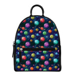 Fantastic Planets Pattern Print Leather Backpack