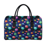 Fantastic Planets Pattern Print Leather Duffle Bag