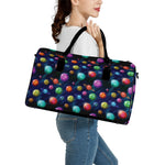 Fantastic Planets Pattern Print Leather Duffle Bag